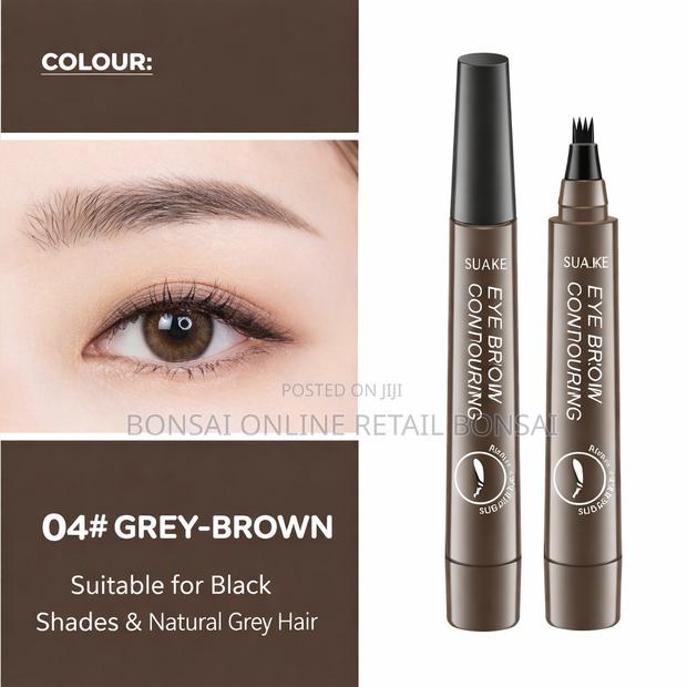 Quad-Tip Dark Brown Eyebrow Pen for Natural Hairlike Strokes Full Brow
