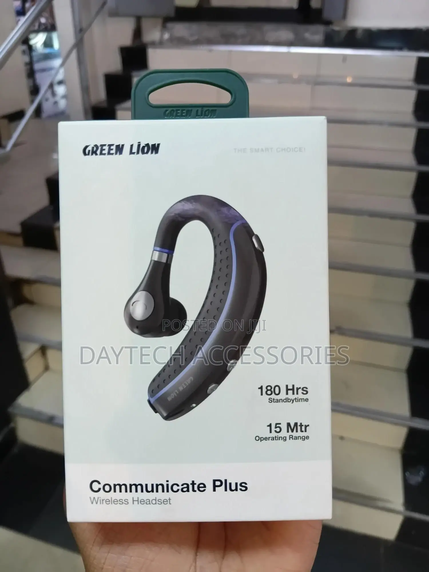 This Is a Green Lion Communicate Plus Wireless Headset.