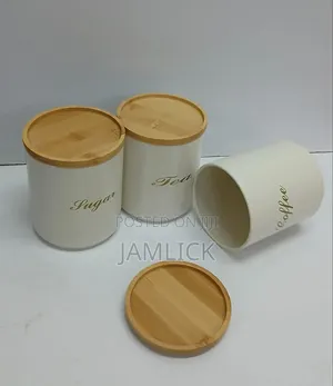 Tea, Coffee Sugar Canister Set With Bamboo Lid - Bz