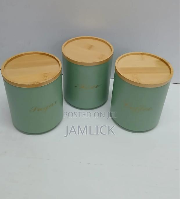 Tea, Coffee Sugar Canister Set With Bamboo Lid - Bz - thumbnail 3