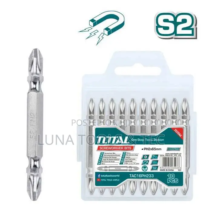 Total Screwdriver Bitsph2, 65mm,10pcs/Set Double End Bits