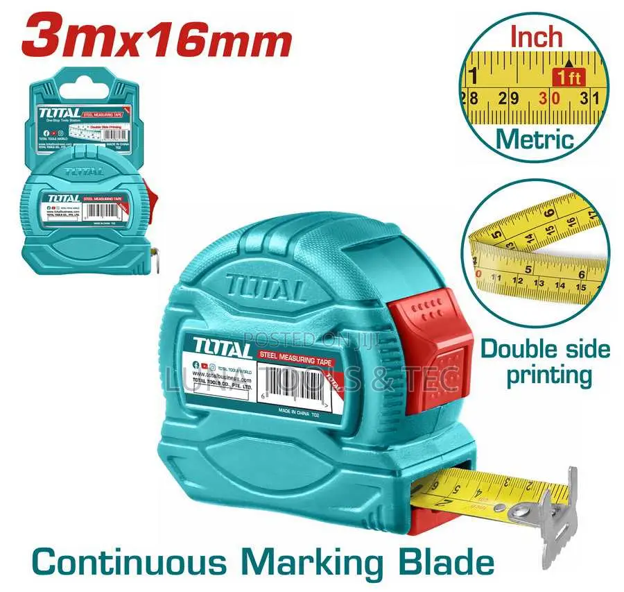 Total Tmt34316 Steel Measuring Tape
Length Width:3mx16mm