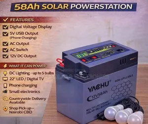 58ah Complete Power Station - 100 Watts Solar Panel Home Kit