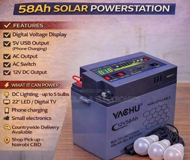 58ah Complete Power Station - 100 Watts Solar Panel Home Kit - main view