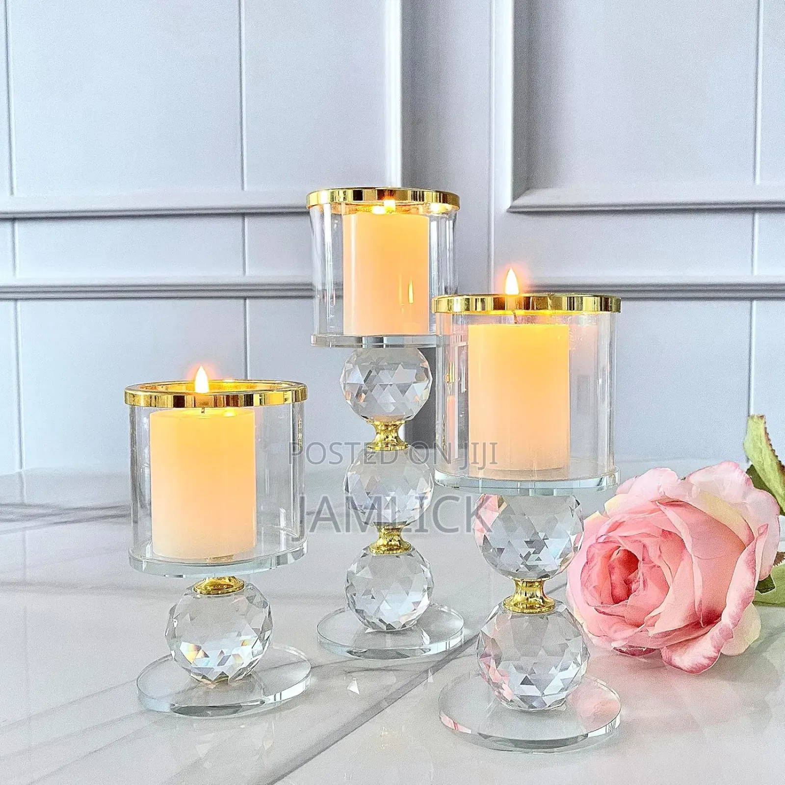 Crystal Glass Candle Set –Gh