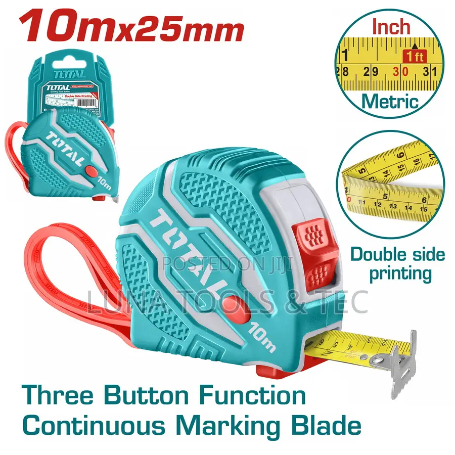 Total Tmt126101 Steel Measuring Tape
Length Width:10mx25mm