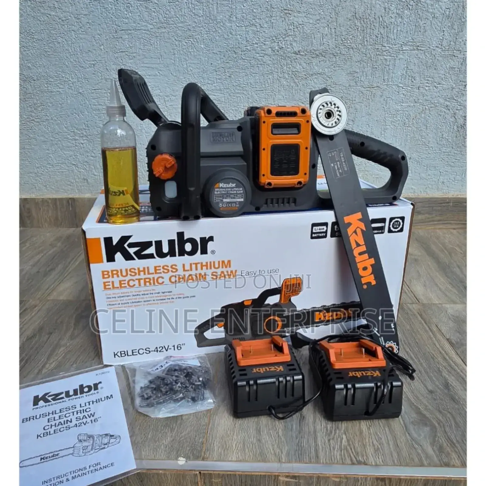 Kzubr Cordless Chainsaw 2 Batteries 4.0ah 2chargers