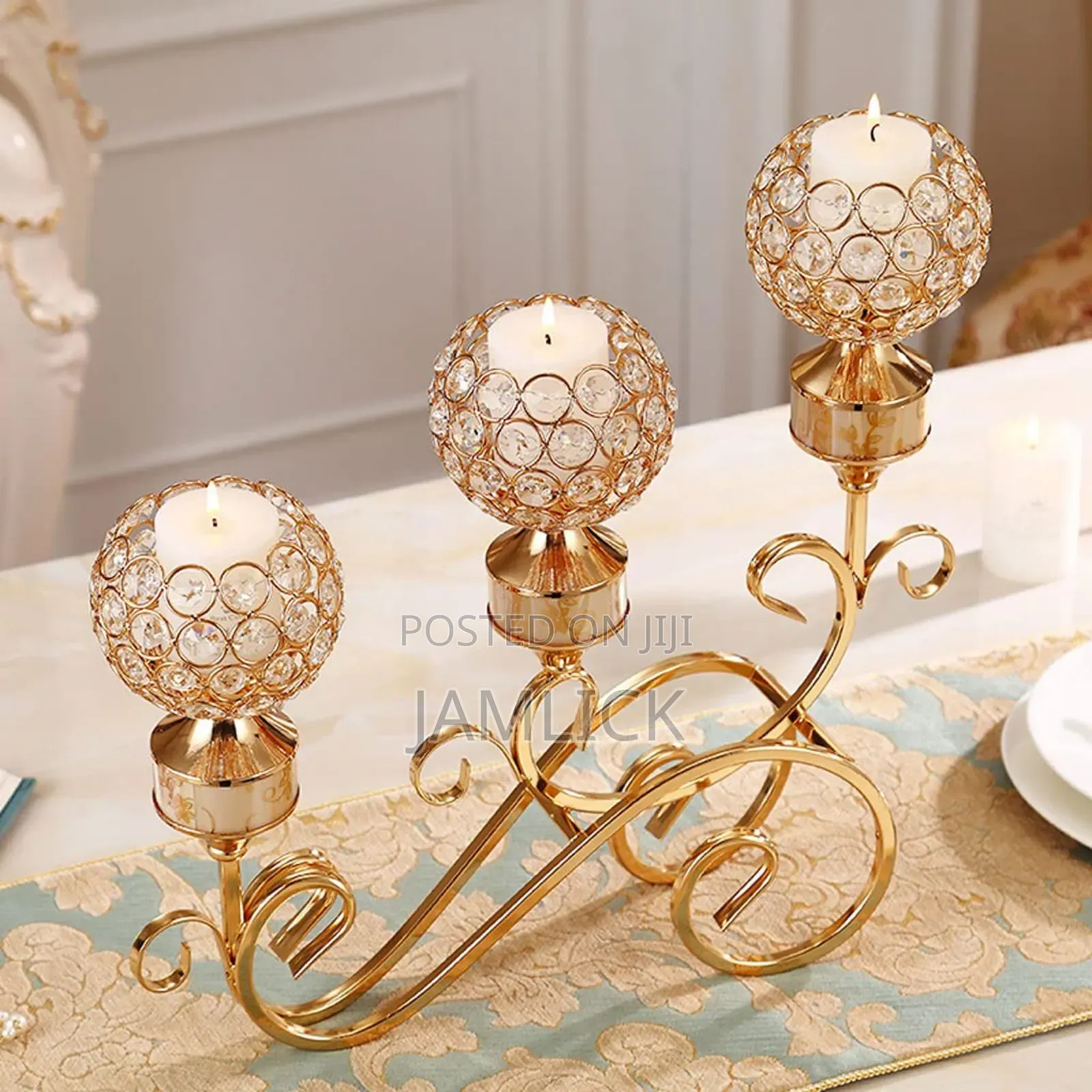 3-Arm Candle Holder – Elegant Home Décor –Gh