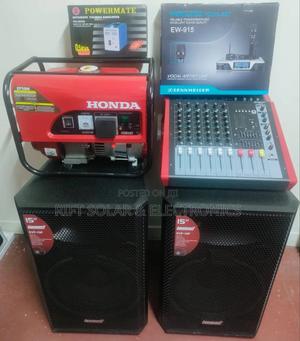 6ch Powered Mixer -(2)15" Mid Speakers - 2.5kva Generator Microphone