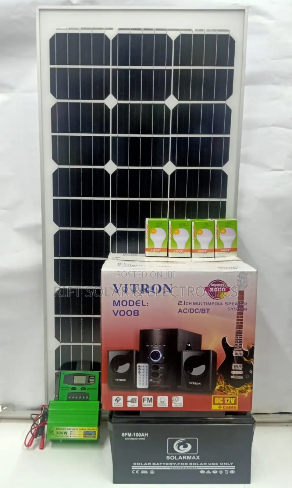 150w Full Solar Kit - 100ah Battery - 2.1ch Sub Woofer Sound System