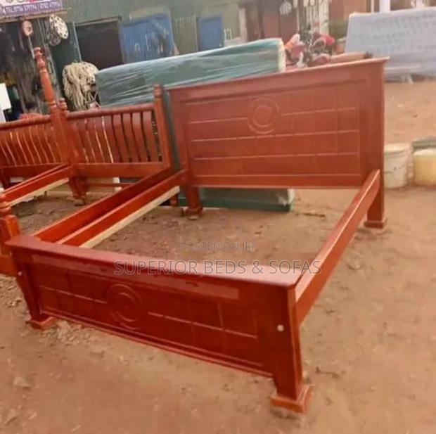 Polished Wooden Panel Bed - main view