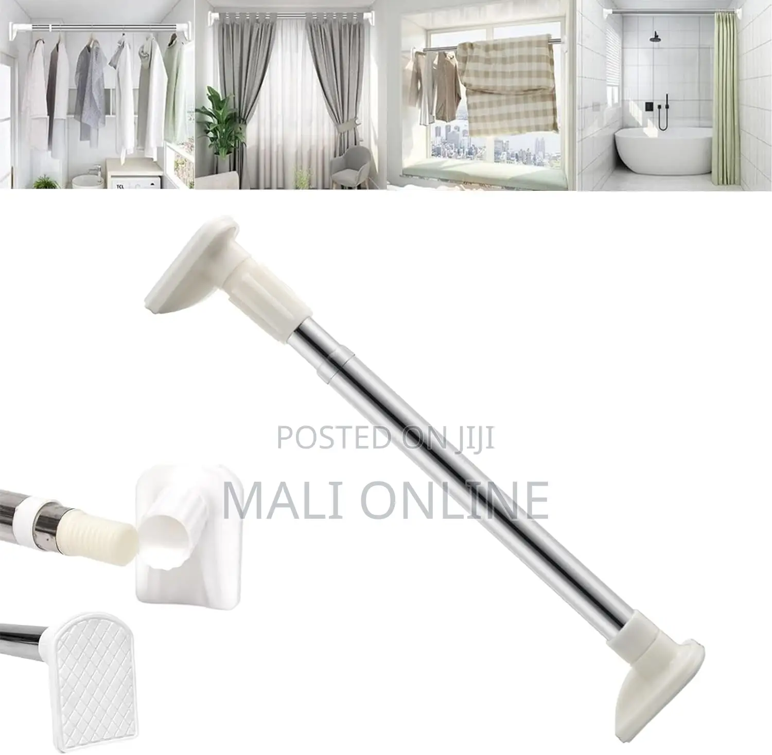 90–160 Cm Adjustable Telescopic Curtain Rod Stainless Steel Drill-Free