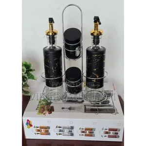 Black Gold 5in1 Seasoning Set 2 - 300ml Oil Dispenser Salt Shakers