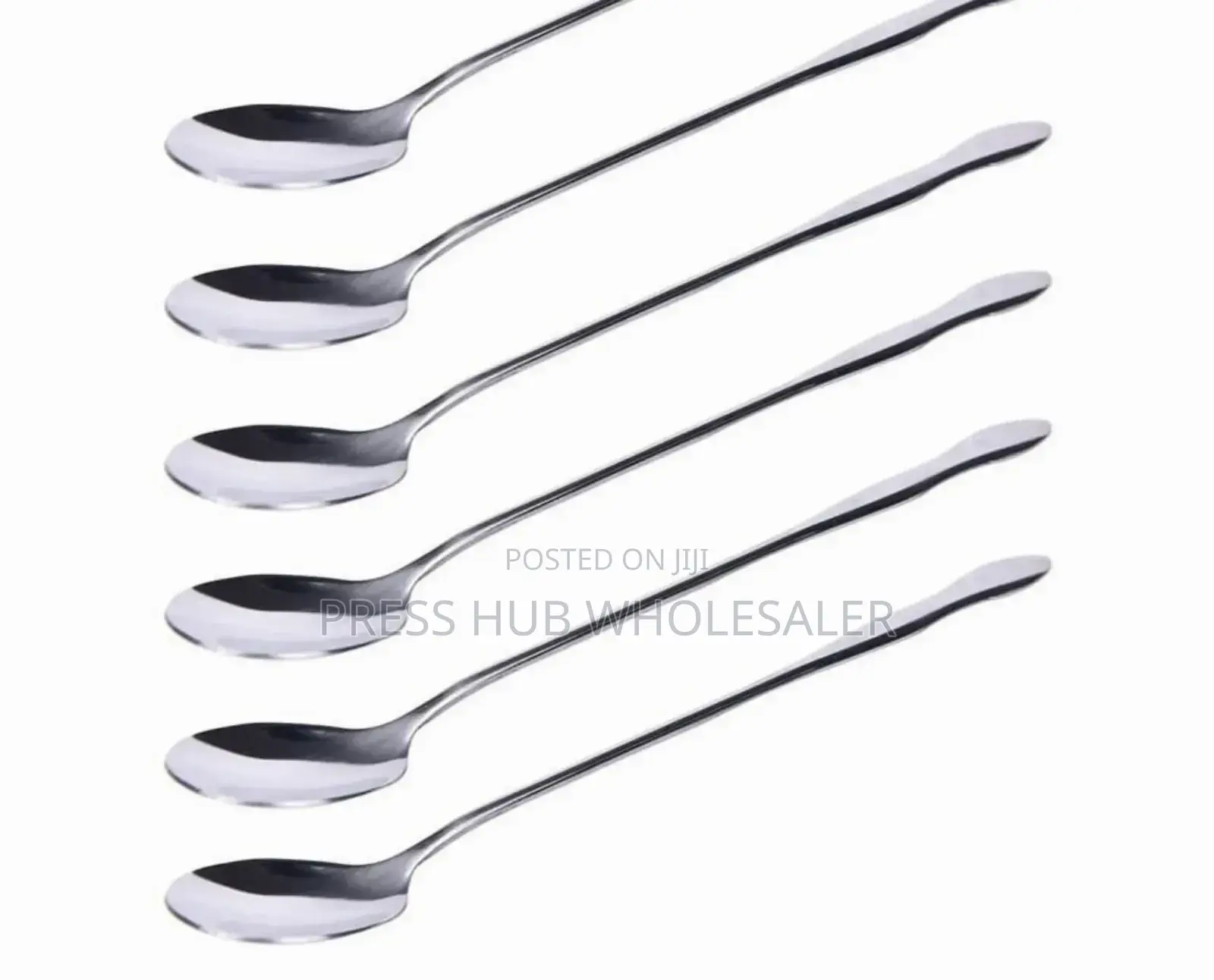 Set of Six Stainless Steel Long-Handled Iced Tea Spoons" 
