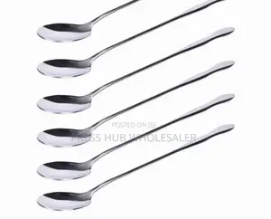 Set of Six Stainless Steel Long-Handled Iced Tea Spoons" 