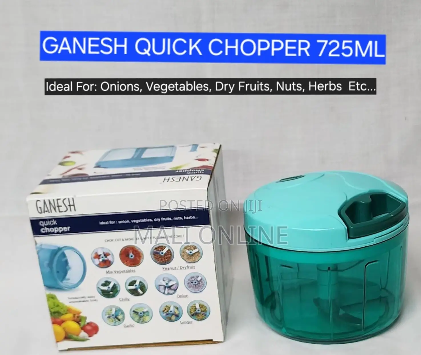 Ganesh Quick Chopper 725ml Manual Food Processor Stainless Blades