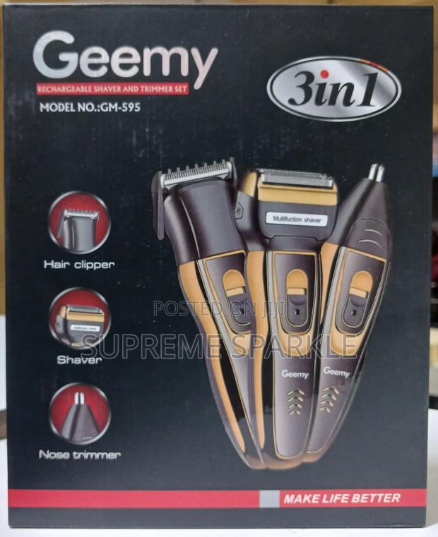 Geemy 3-in-1 Rechargeable Hair Clipper,Shaver Nose Trimmer. Gm-595