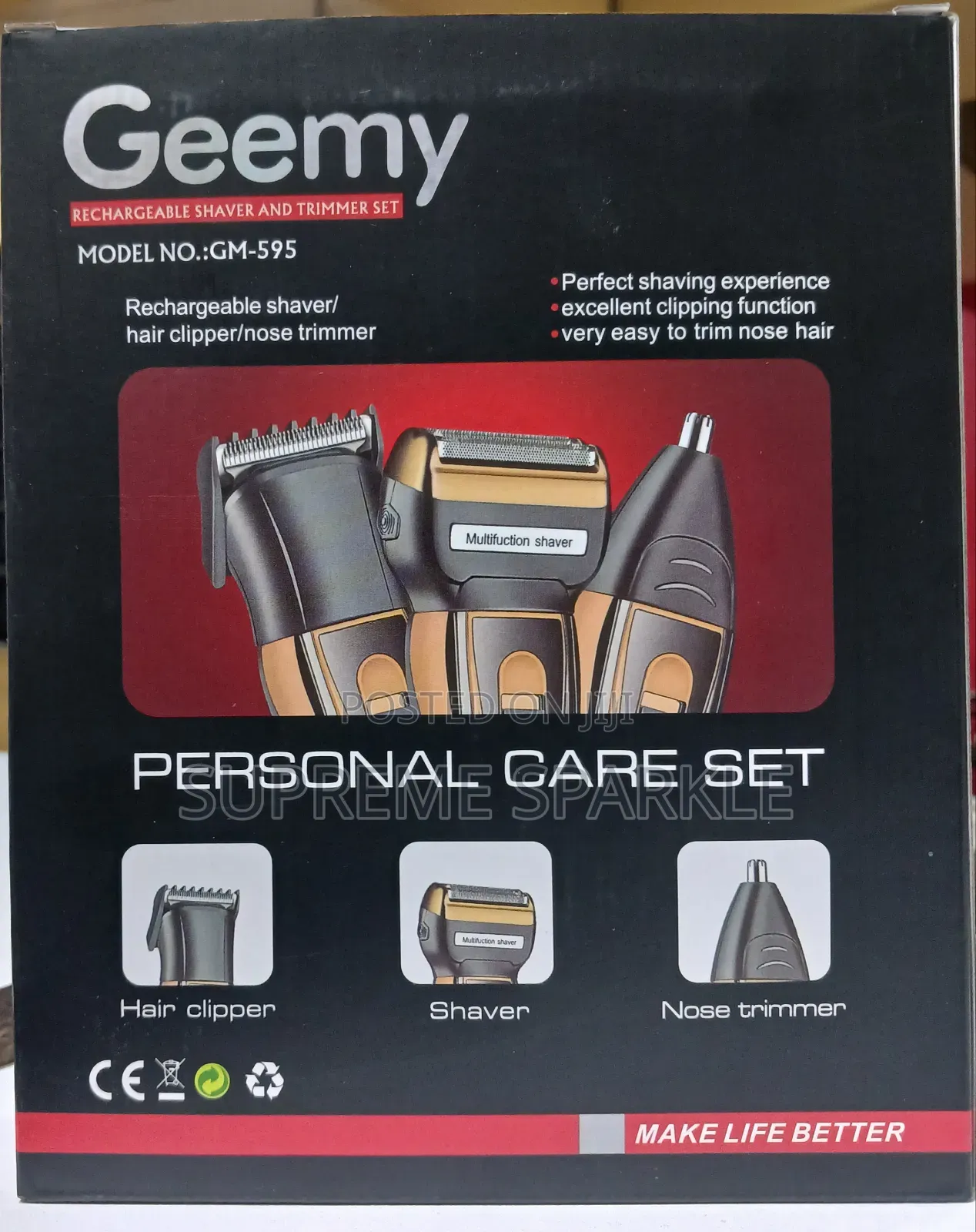 Geemy 3-in-1 Rechargeable Hair Clipper,Shaver Nose Trimmer. Gm-595