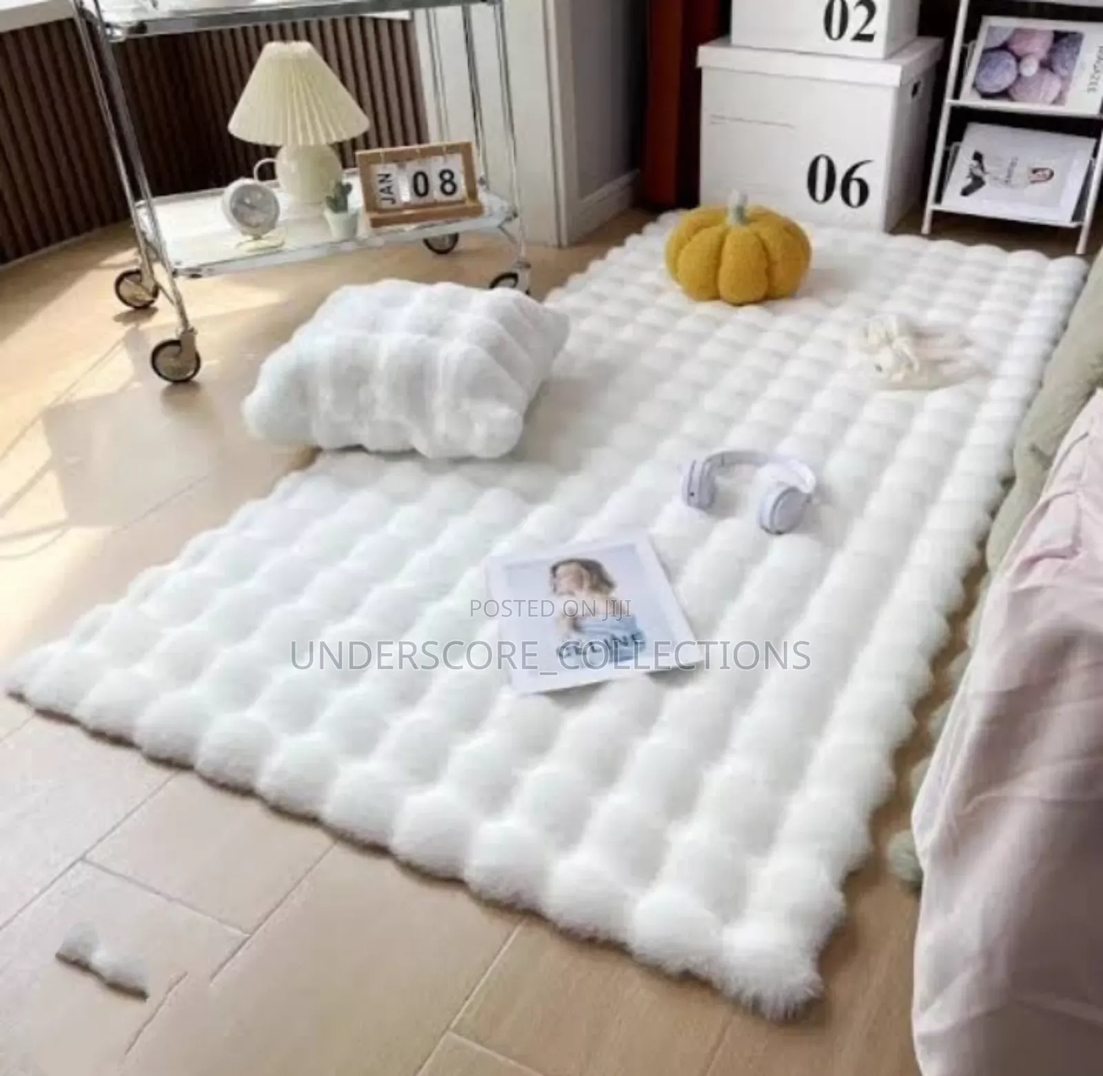 Rabbit Faux Fur Bedside Rug