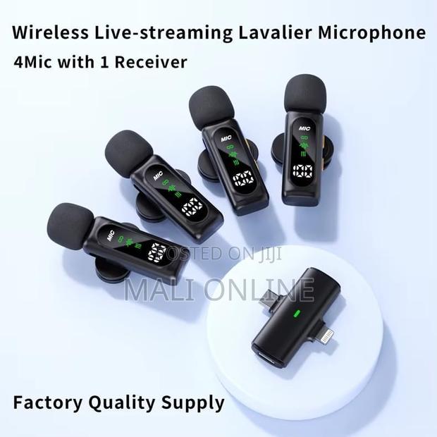 4 in 1 Wireless Lavalier Microphone Noise Reduction Collar Mic