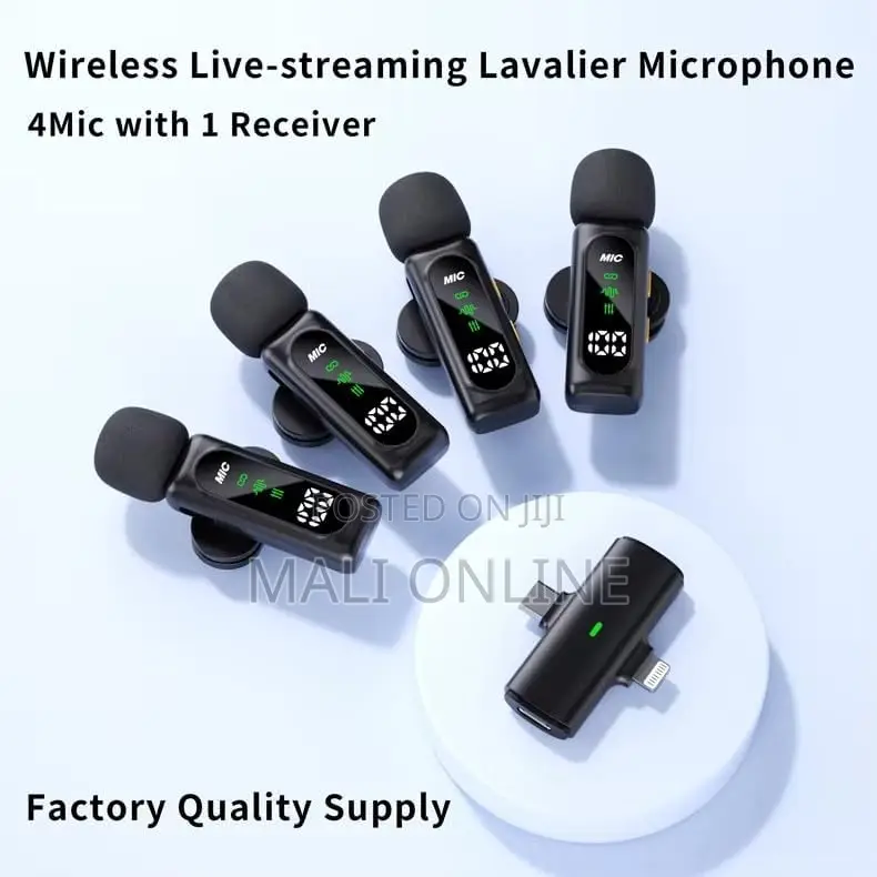 4 in 1 Wireless Lavalier Microphone Noise Reduction Collar Mic
