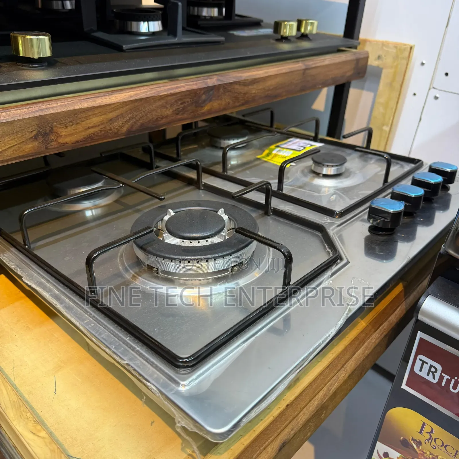 Bolesi 4 Gas Burner Hob With Wok, Stainless Steel Battery Ignition