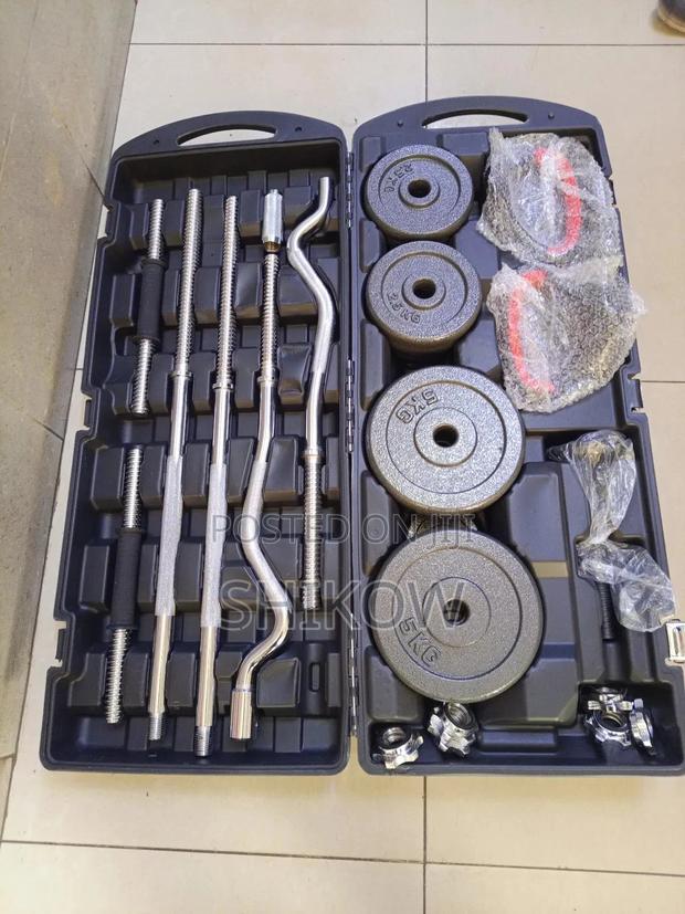 58kg Adjustable Dumbbell Barbell Set With Case – Full Home Gym Kit - main view