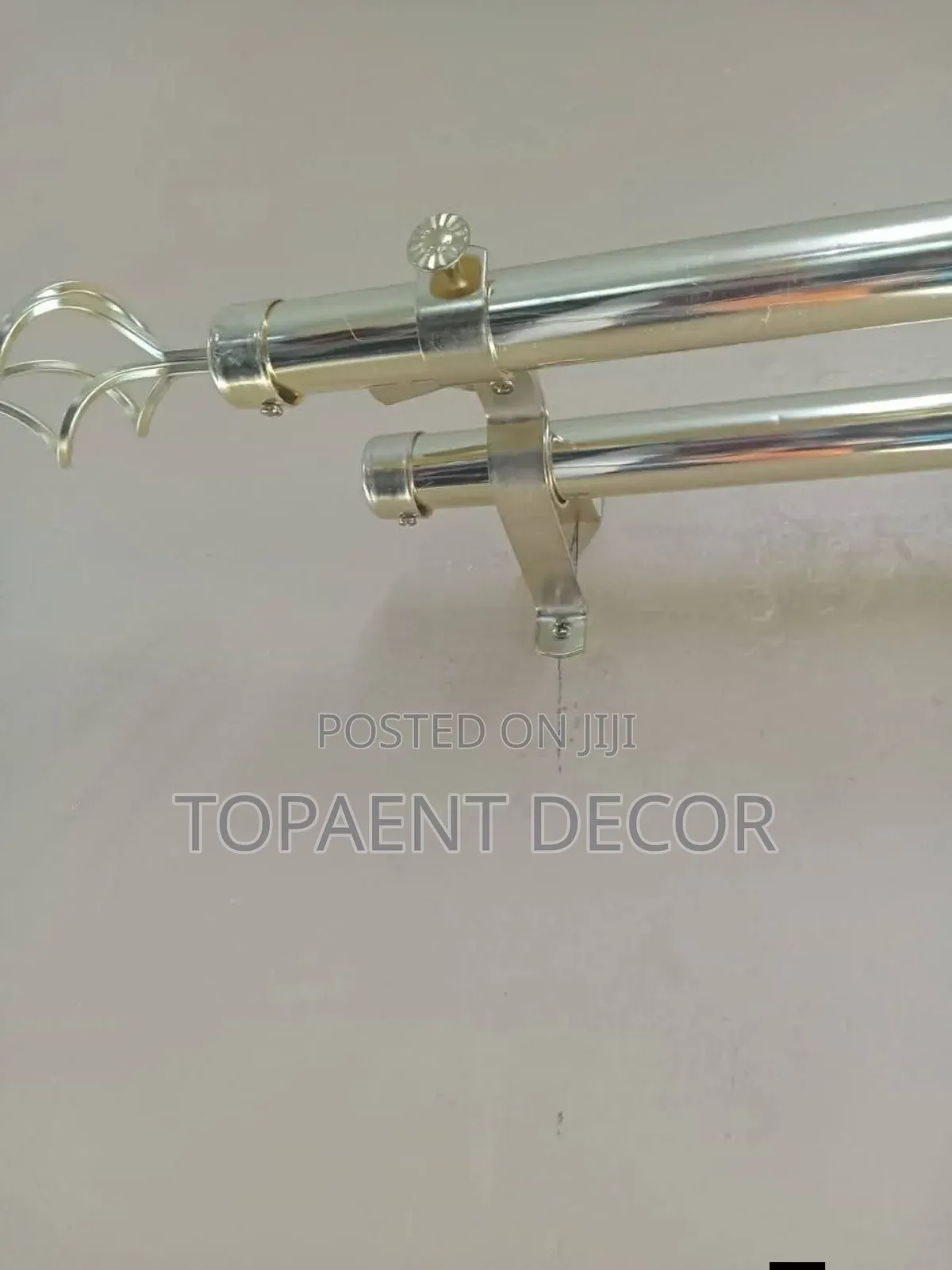 2m Shinny Silver Door Double Adjustable Curtain And Sheer Rod