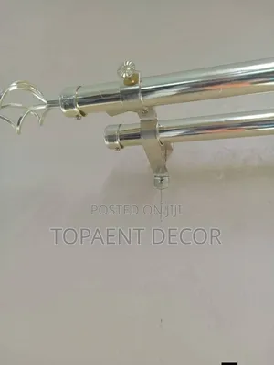 2m Shinny Silver Door Double Adjustable Curtain And Sheer Rod