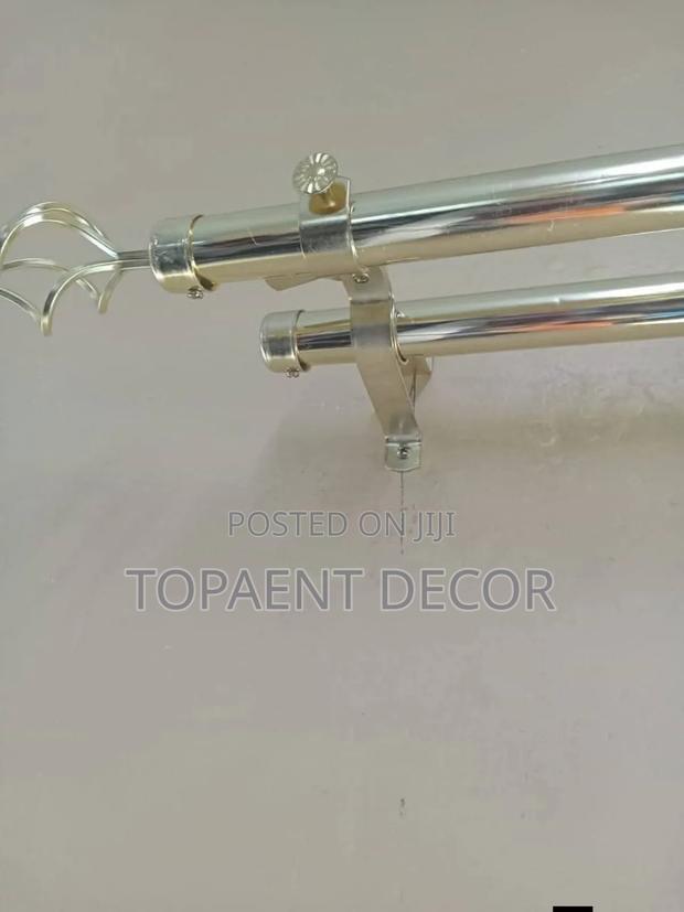 2m Shinny Silver Door Double Adjustable Curtain And Sheer Rod