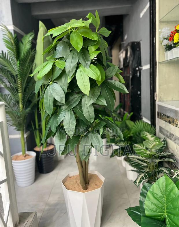 180cm Artificial Mango Plant With Decorative Plastic Vase Pebbles