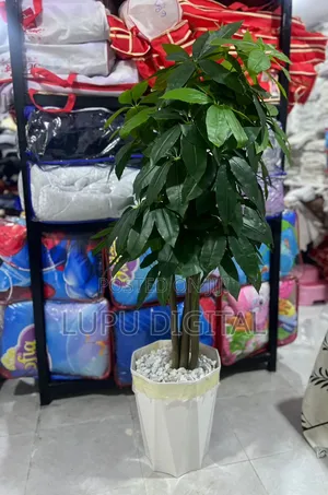180cm Artificial Mango Plant With Decorative Plastic Vase Pebbles