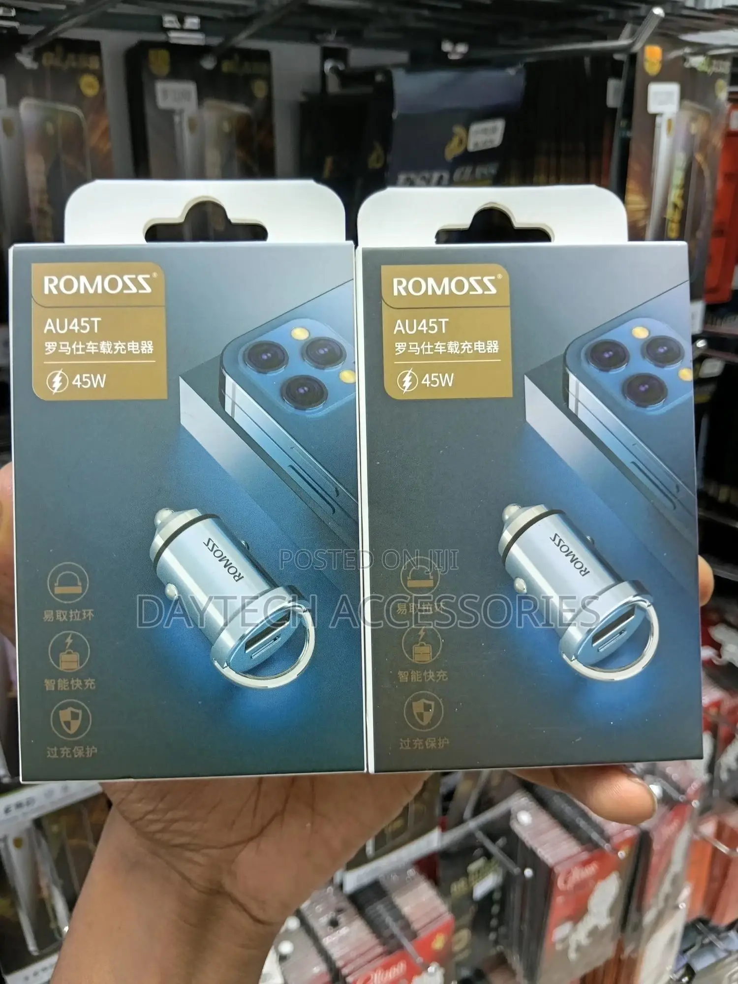 Romoss Au45t Car Charger Usb + Usb-C Pd + Qc 45w (Silver)