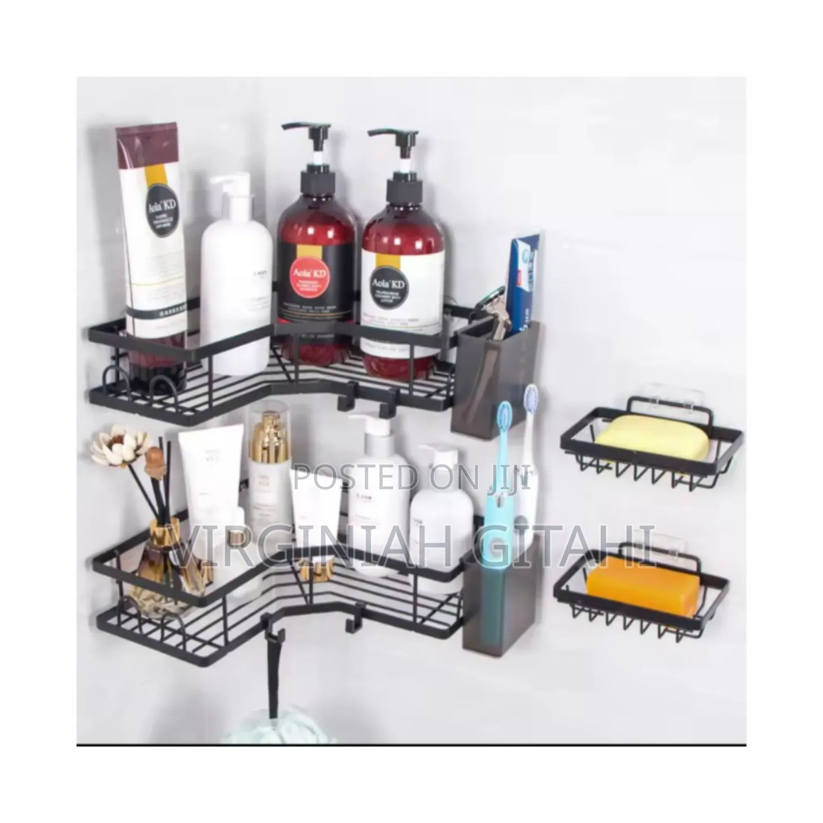 Black High Quality 6pc Shower Caddy