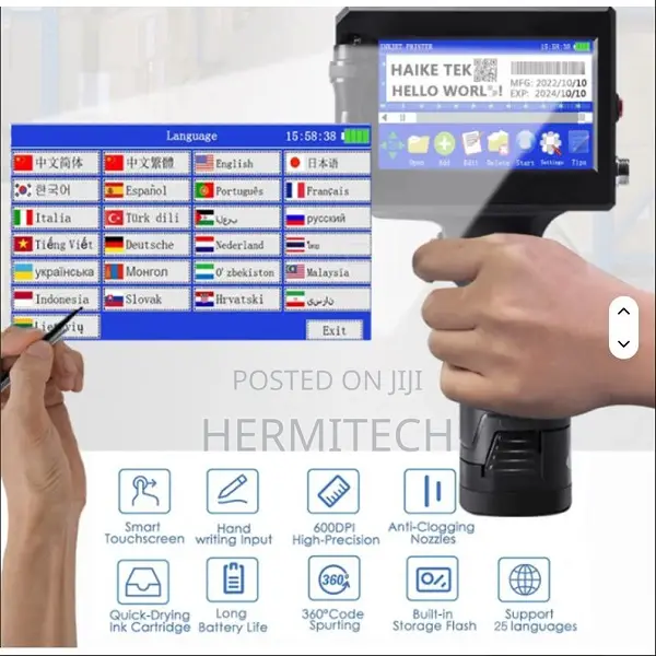 Industrial Handheld Inkjet Printer With Solvent Based Ink Cartridge