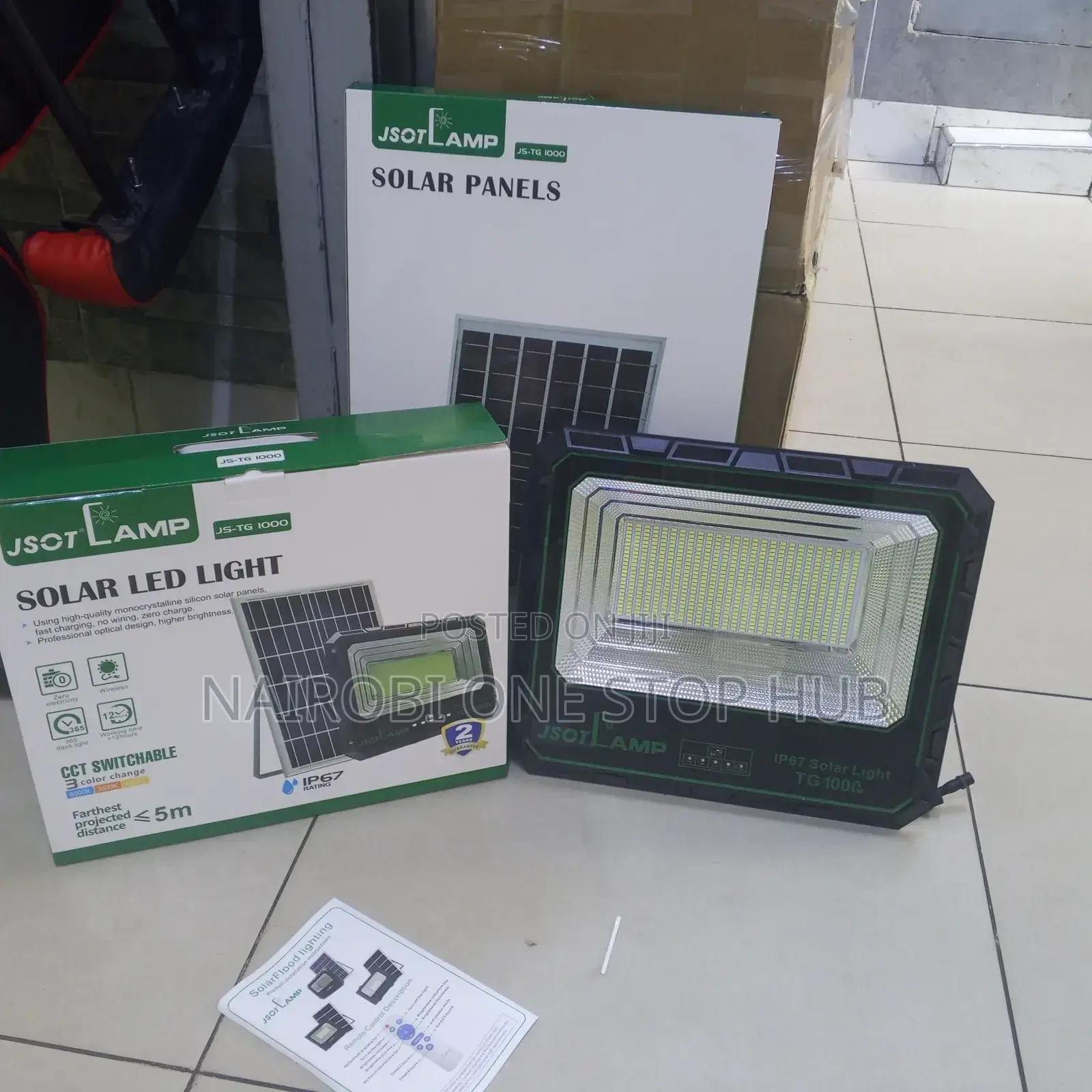 1000w Solar Flood Light With Remote Control – Outdoor Use