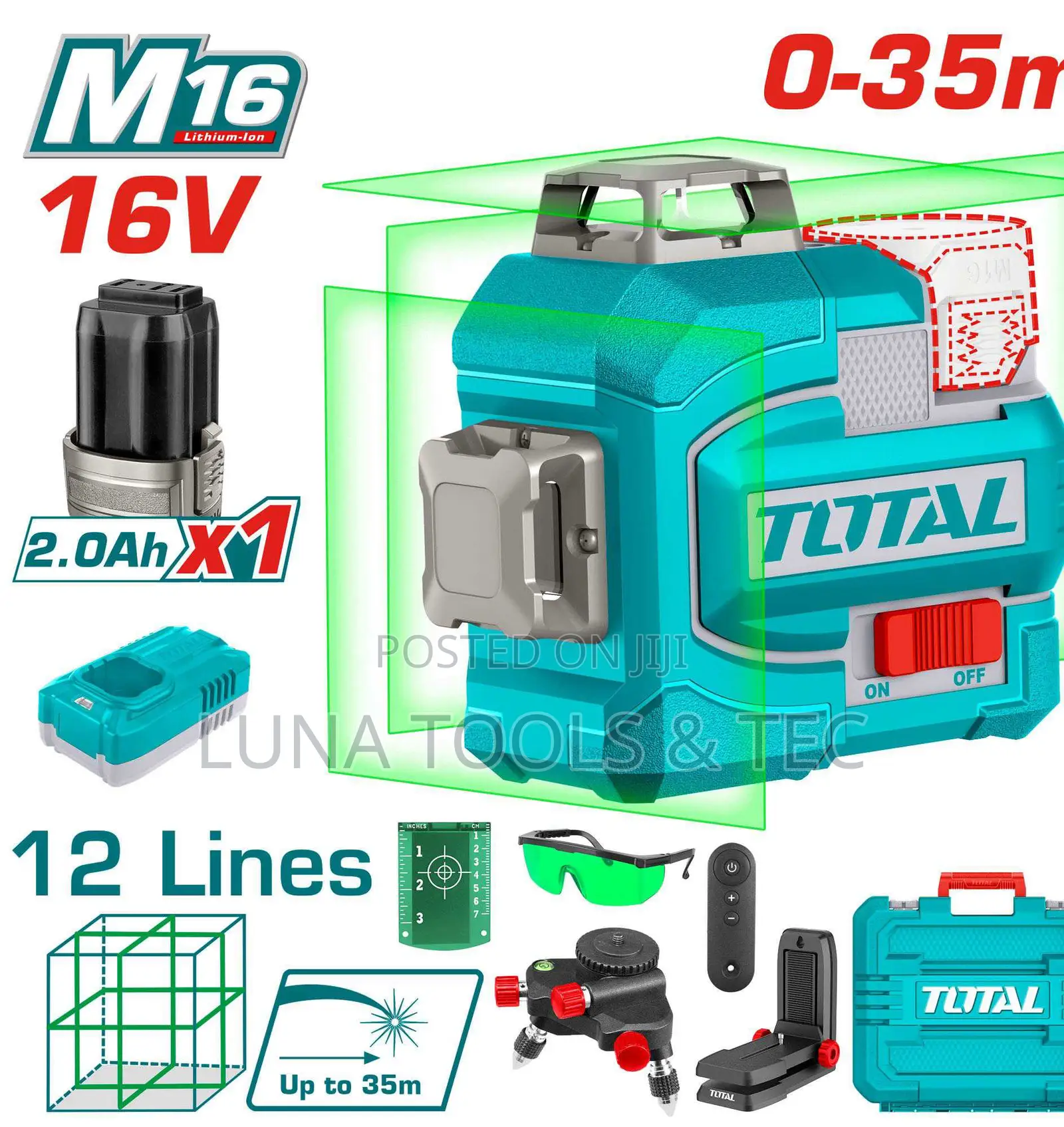Total Tll301201 Cordless 3d Laser Level 16v Range: 0~35 M