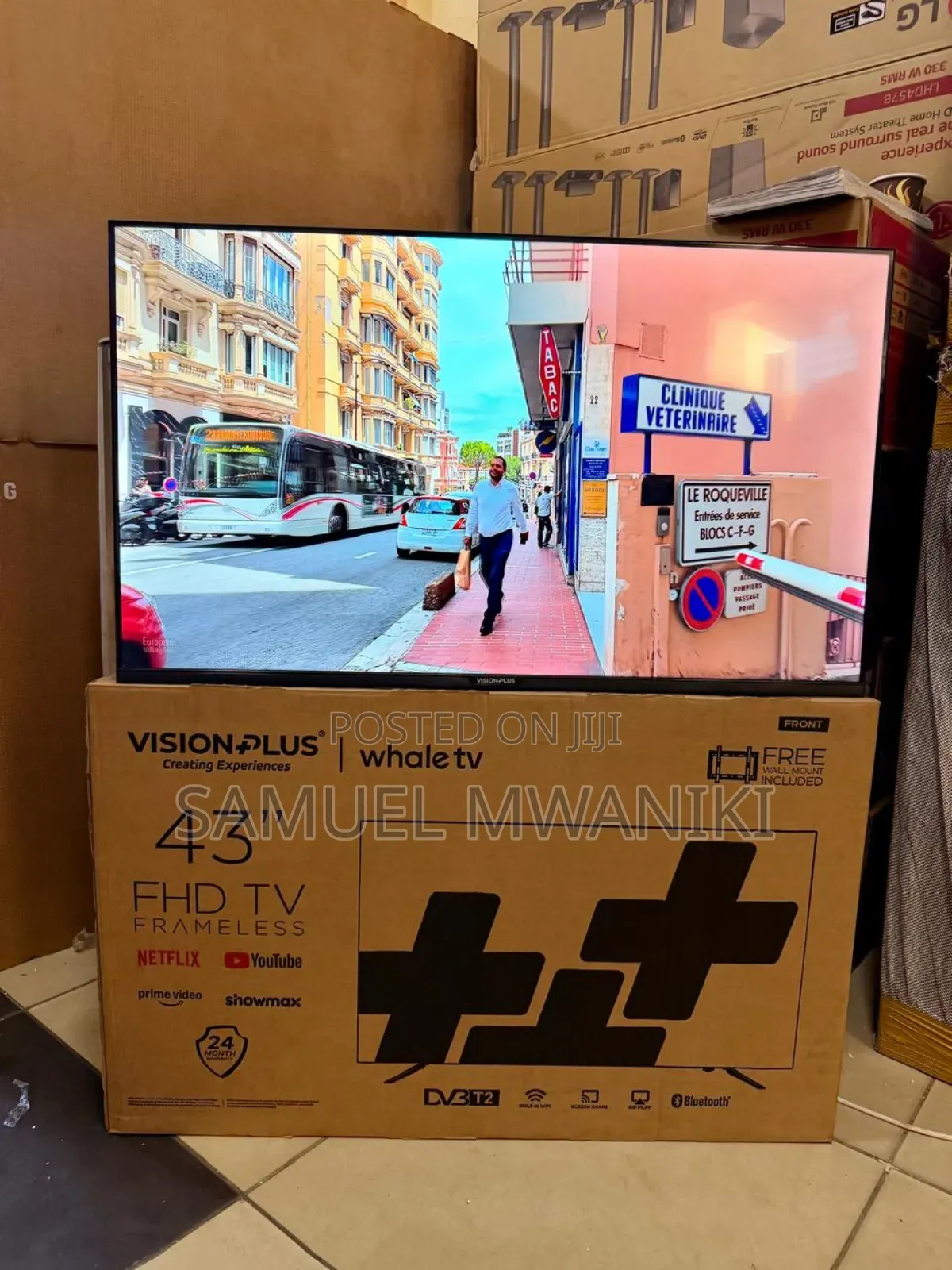 Vision Plus 43′′ Android FHD 1080p Tv Frameless Free Wall Bracket.