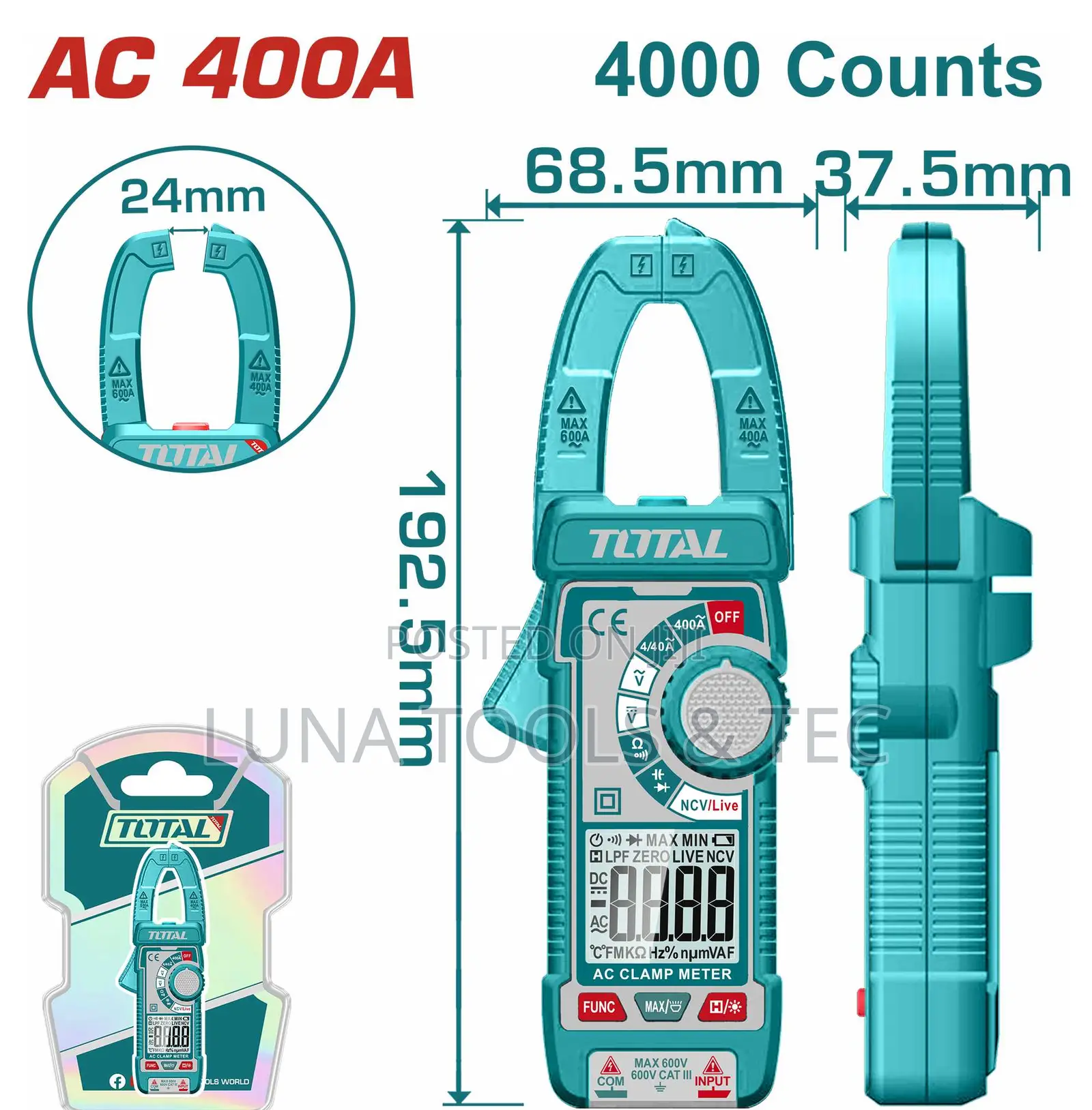 Total Tmt762001 Digital Ac Clamp Meter 400a