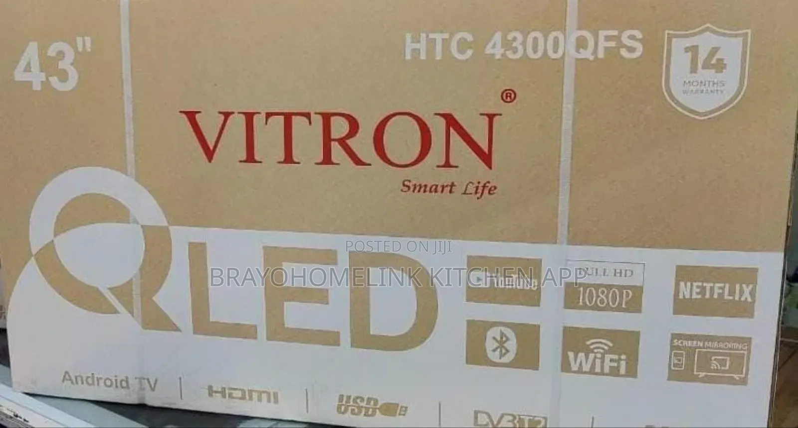 *Vitron 43" Qled Smart Android Frameless With Bluetooth