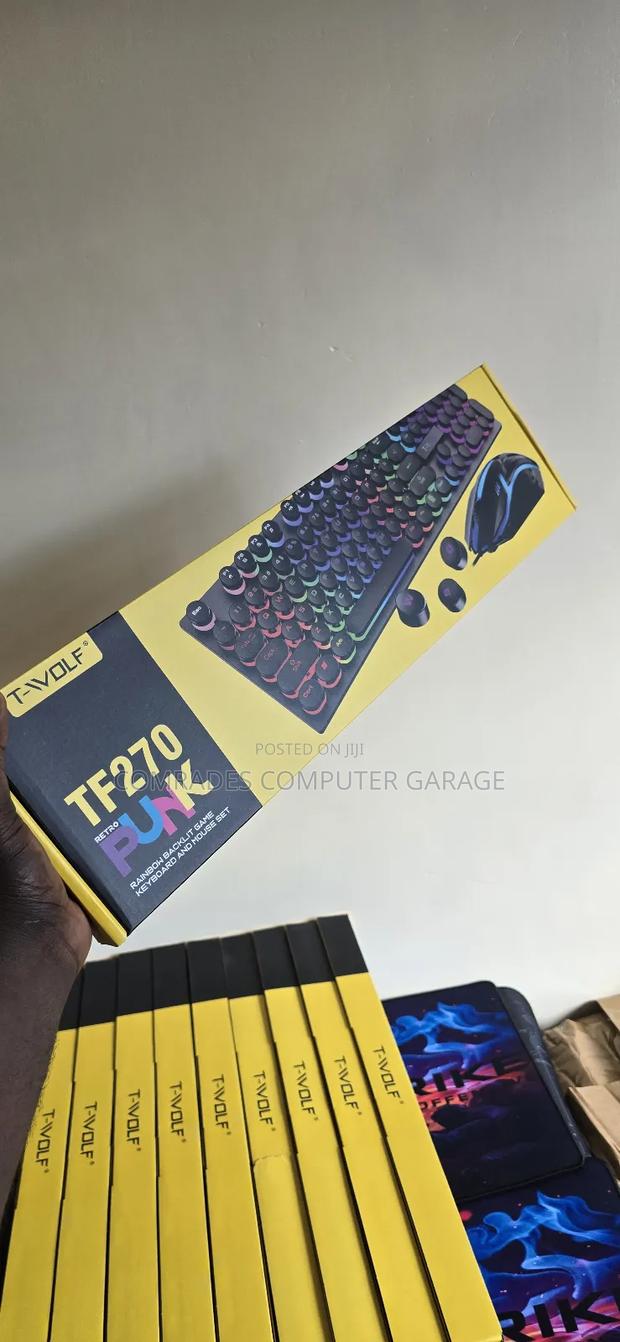 -Wolf Tf270 Punk Retro Backlit Wired Gaming Keyboard and Mouse Set. - main view
