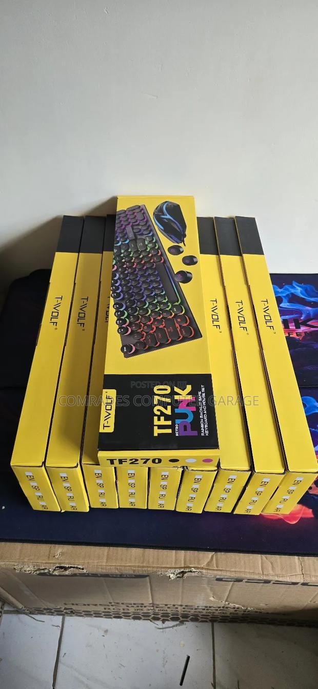 -Wolf Tf270 Punk Retro Backlit Wired Gaming Keyboard and Mouse Set. - thumbnail 3