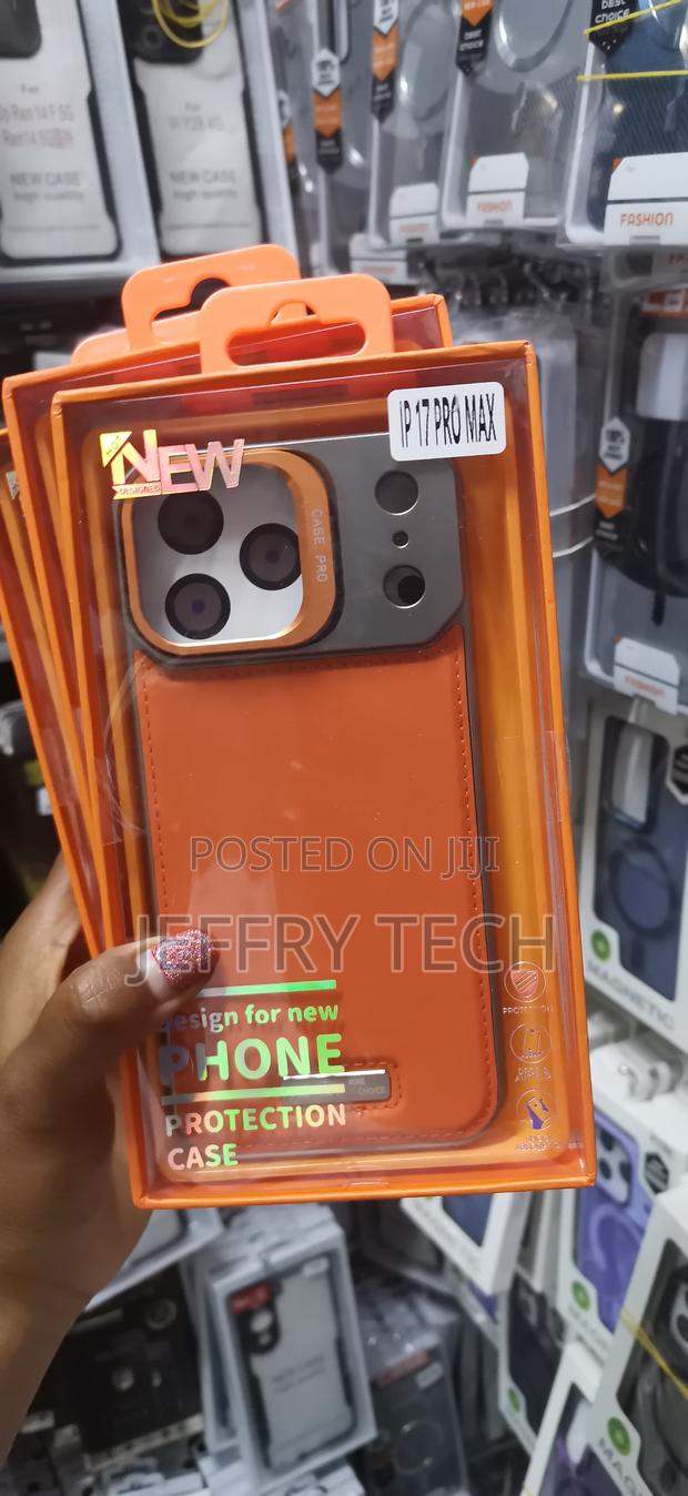 Njoyny Metallic Pu Leather Case for iPhone 17 Pro Max -Orange - main view