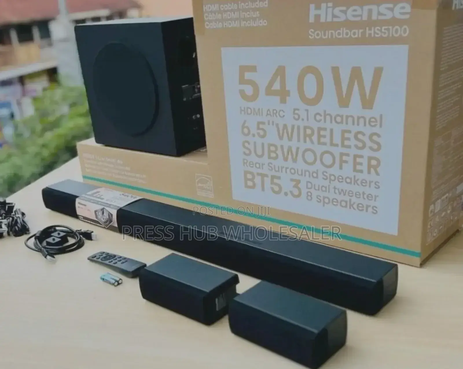Hisense Hs5100 5.1 Channel Soundbar System With a Wireless Subwoofer.