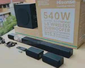 Hisense Hs5100 5.1 Channel Soundbar System With a Wireless Subwoofer.