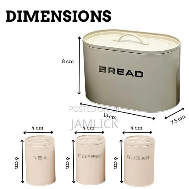 Galvanized Bread Bin + 3 Canisters - Pm - main view