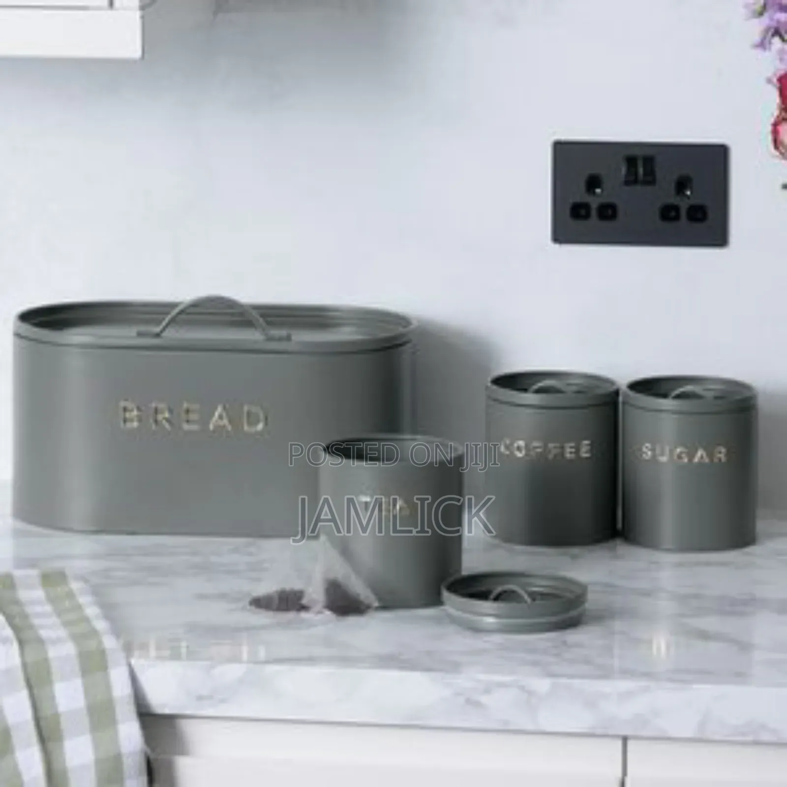 Galvanized Bread Bin + 3 Canisters - Pm