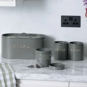 Galvanized Bread Bin + 3 Canisters - Pm