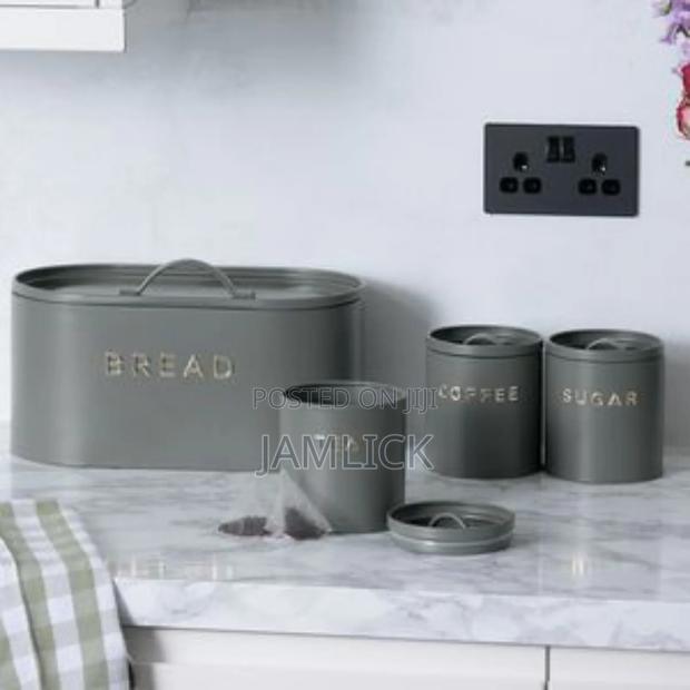 Galvanized Bread Bin + 3 Canisters - Pm - thumbnail 3