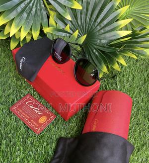 Boxed Cartier Black Round / C Rectangular Polarized Sunglasses. - thumbnail 2